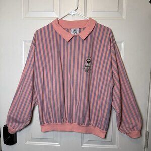 Vintage Panama Jack Striped Collared Pullover Sweatshirt Style Sz M 1980’s